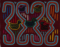 Traditional Burgundy Turquoise And Orange Duck Mola