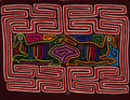 Traditional Red And White Dancing Duck Mola