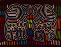 Traditional Maroon And Blue Coy Peacock Mola