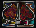Traditional Black White And Orange Floral Flower Mola