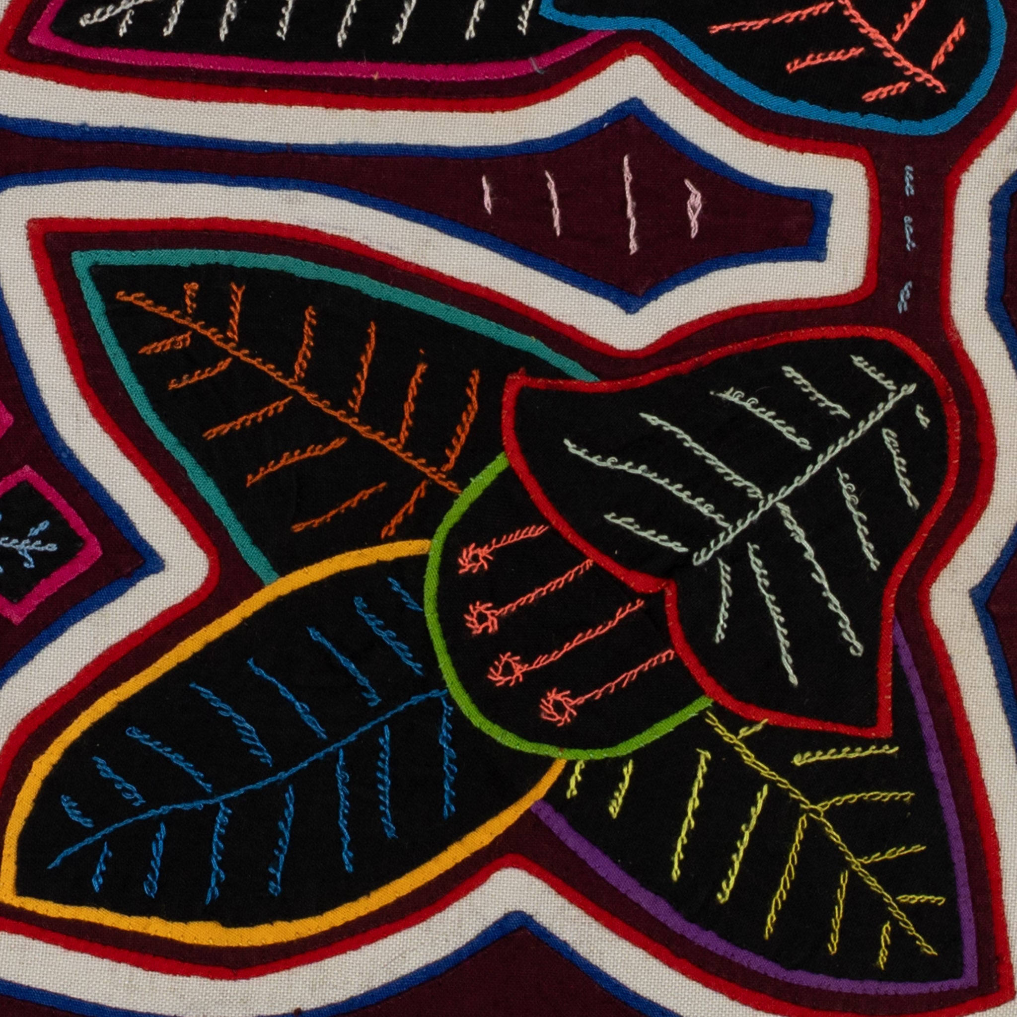 Traditional Maroon And White Floral Flower Mola