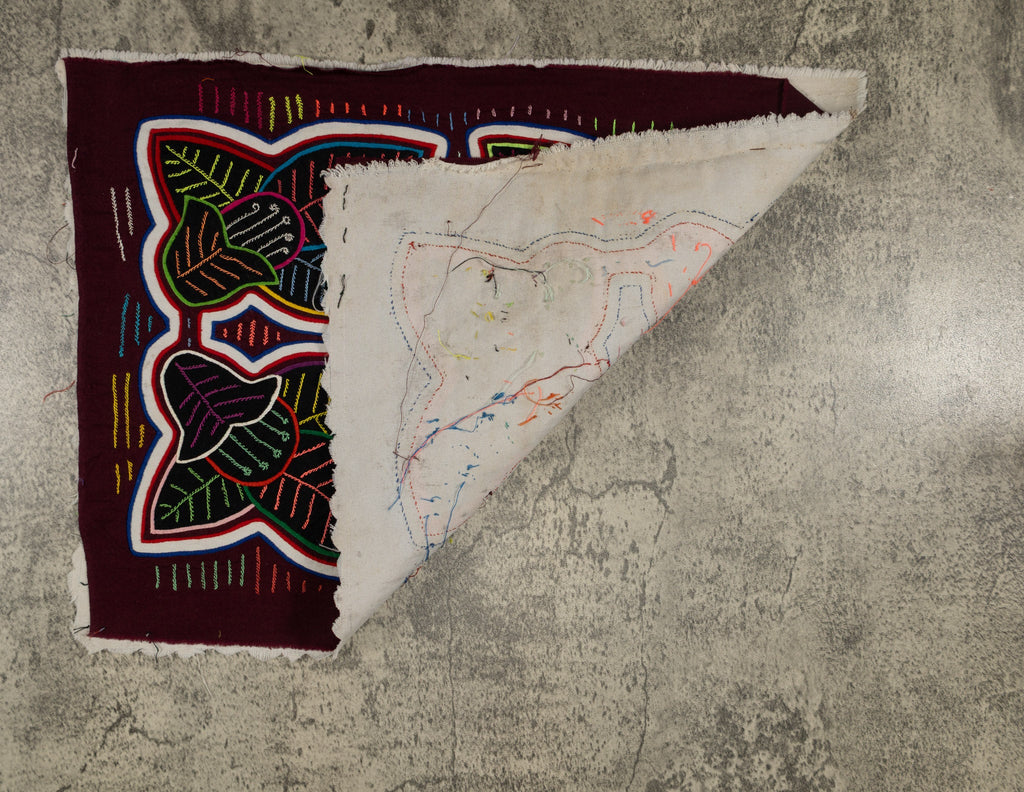 Traditional Maroon And White Floral Flower Mola