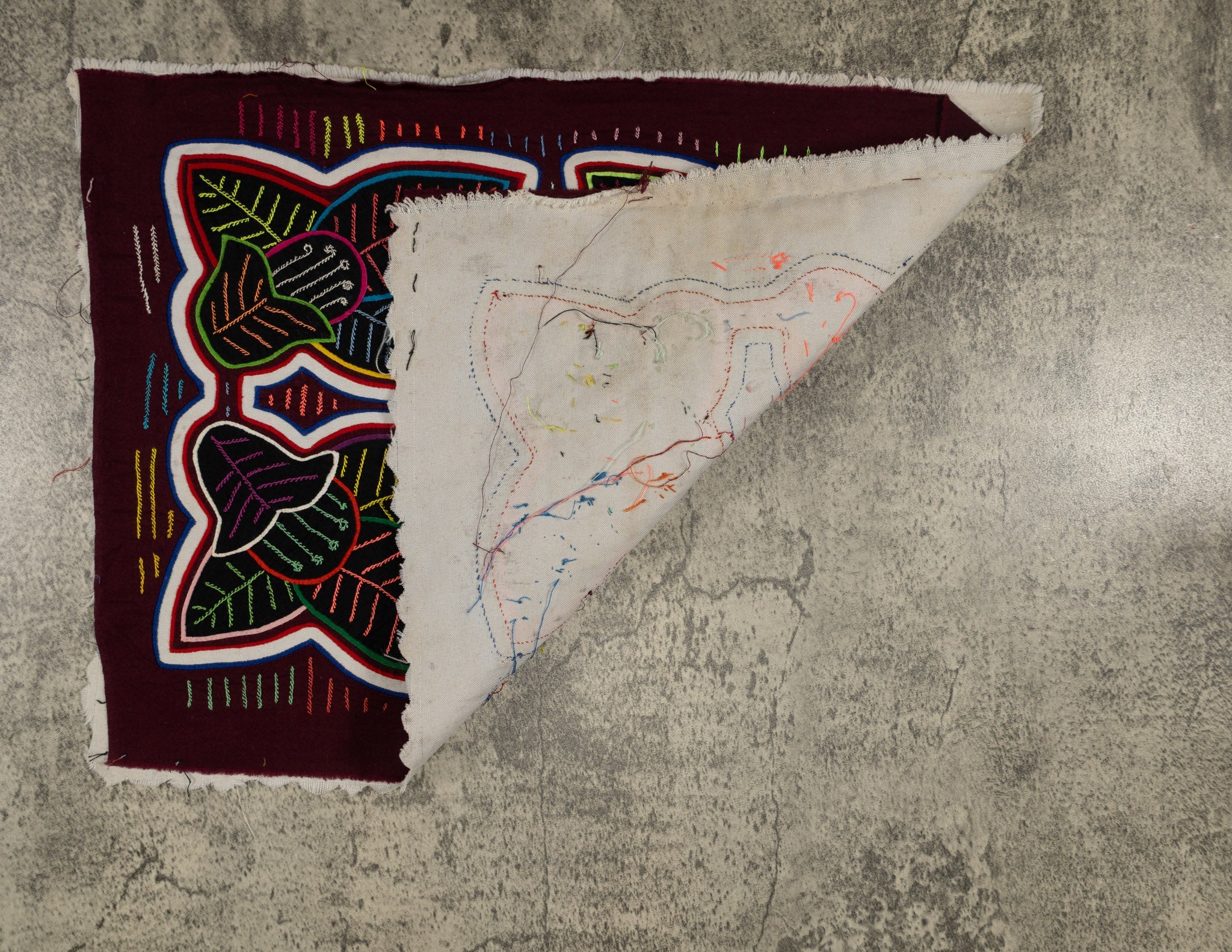 Traditional Maroon And White Floral Flower Mola
