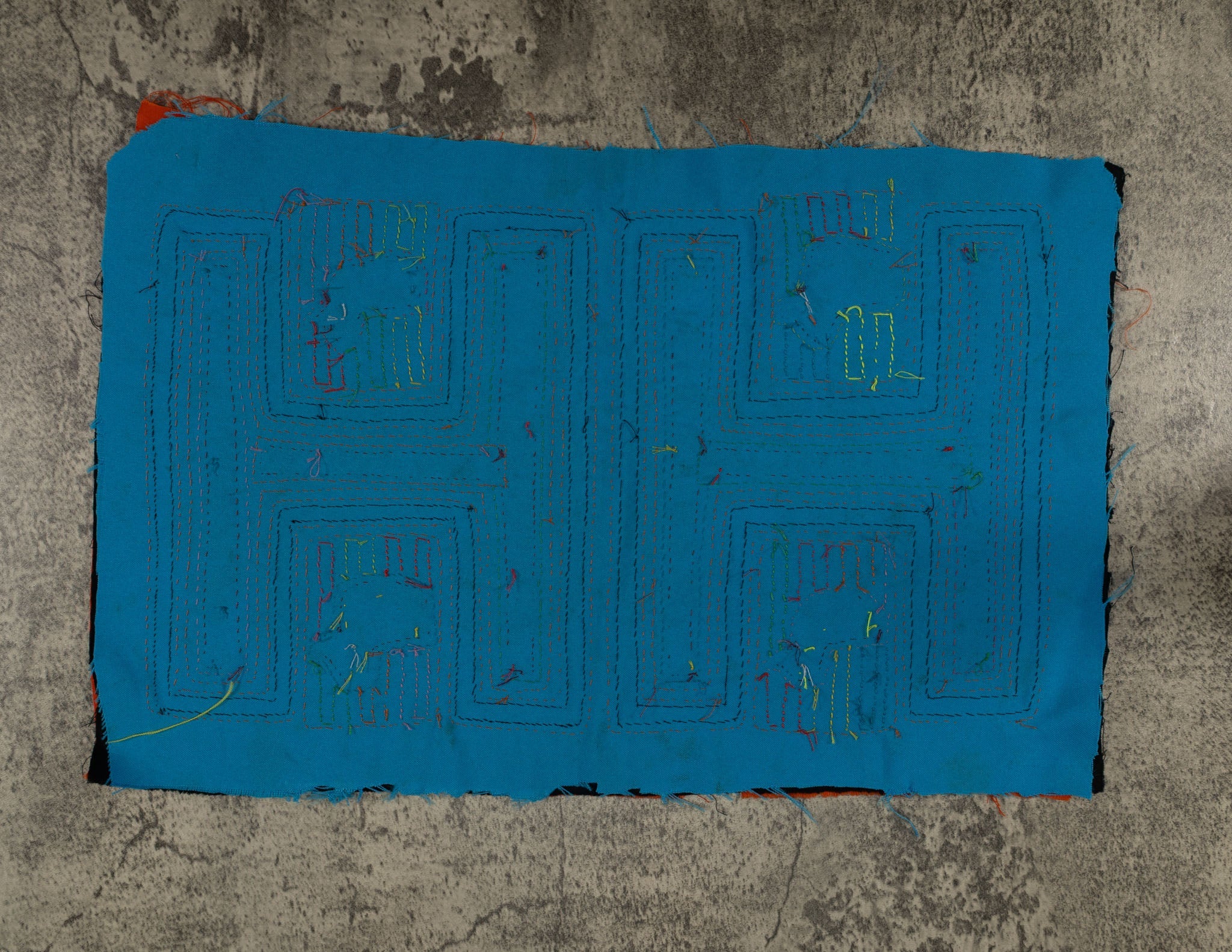 Traditional Orange And Turquoise Bathtub Ducky Mola