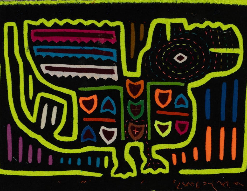 Black And Chartruce Jungle Critter Mola