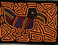 Traditional Black And Neon Orange Toucan Bird Mola