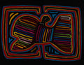 Classic Black Red And Blue Winged Warrior Mola