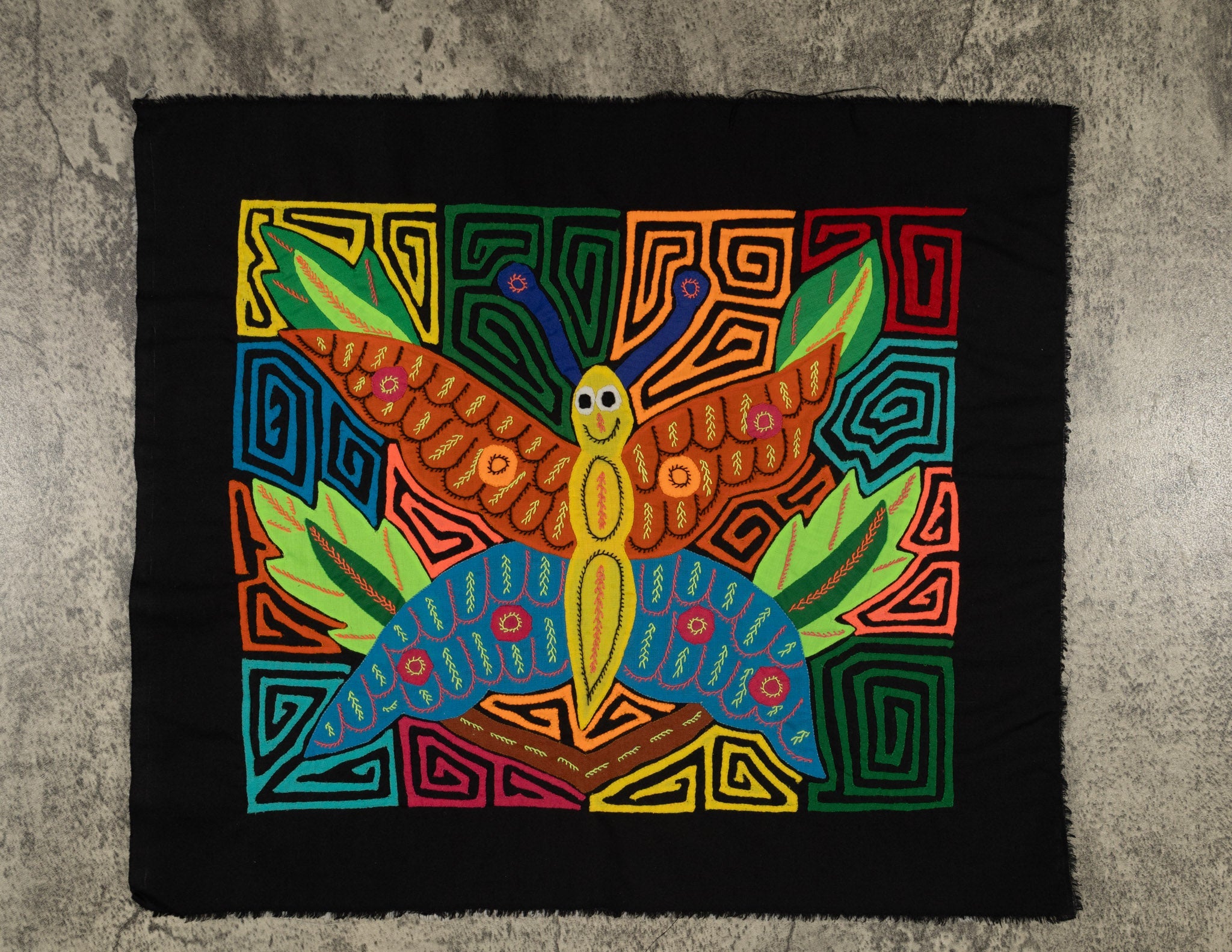 Fantasy Orange Blue And Yellow Jungle Butterfly Mola