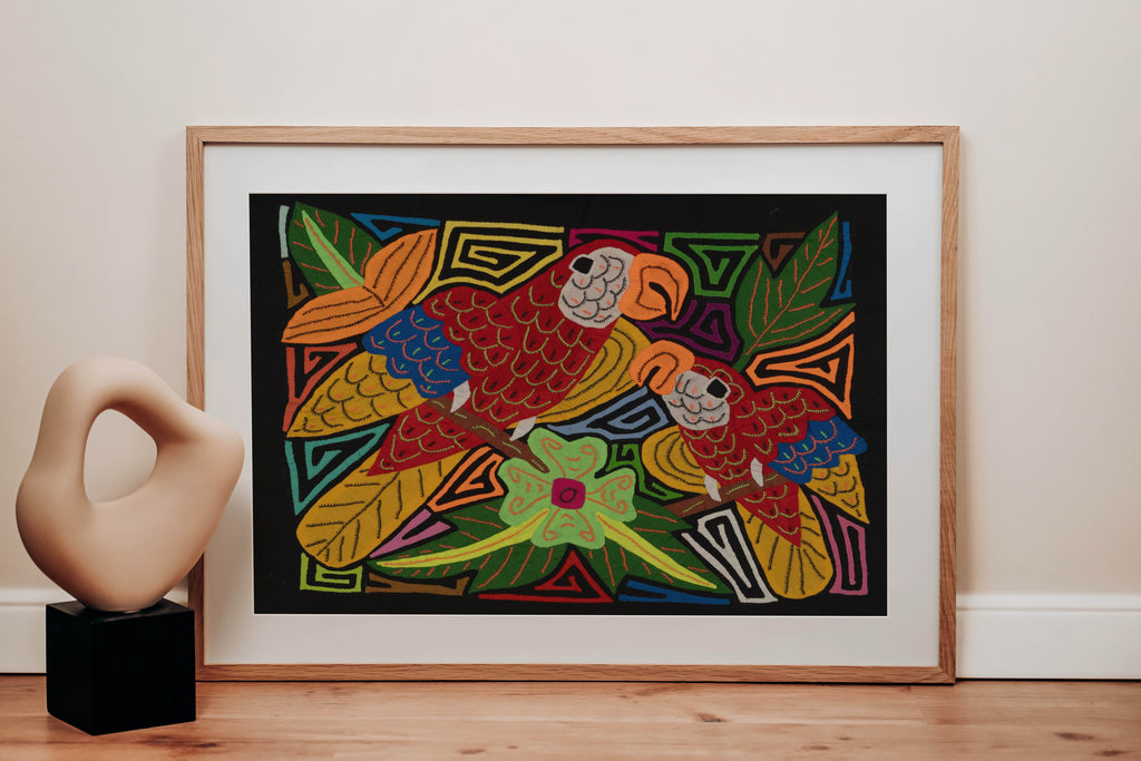 Fantasy Red Blue And Yellow Two Parrot Bird Mola