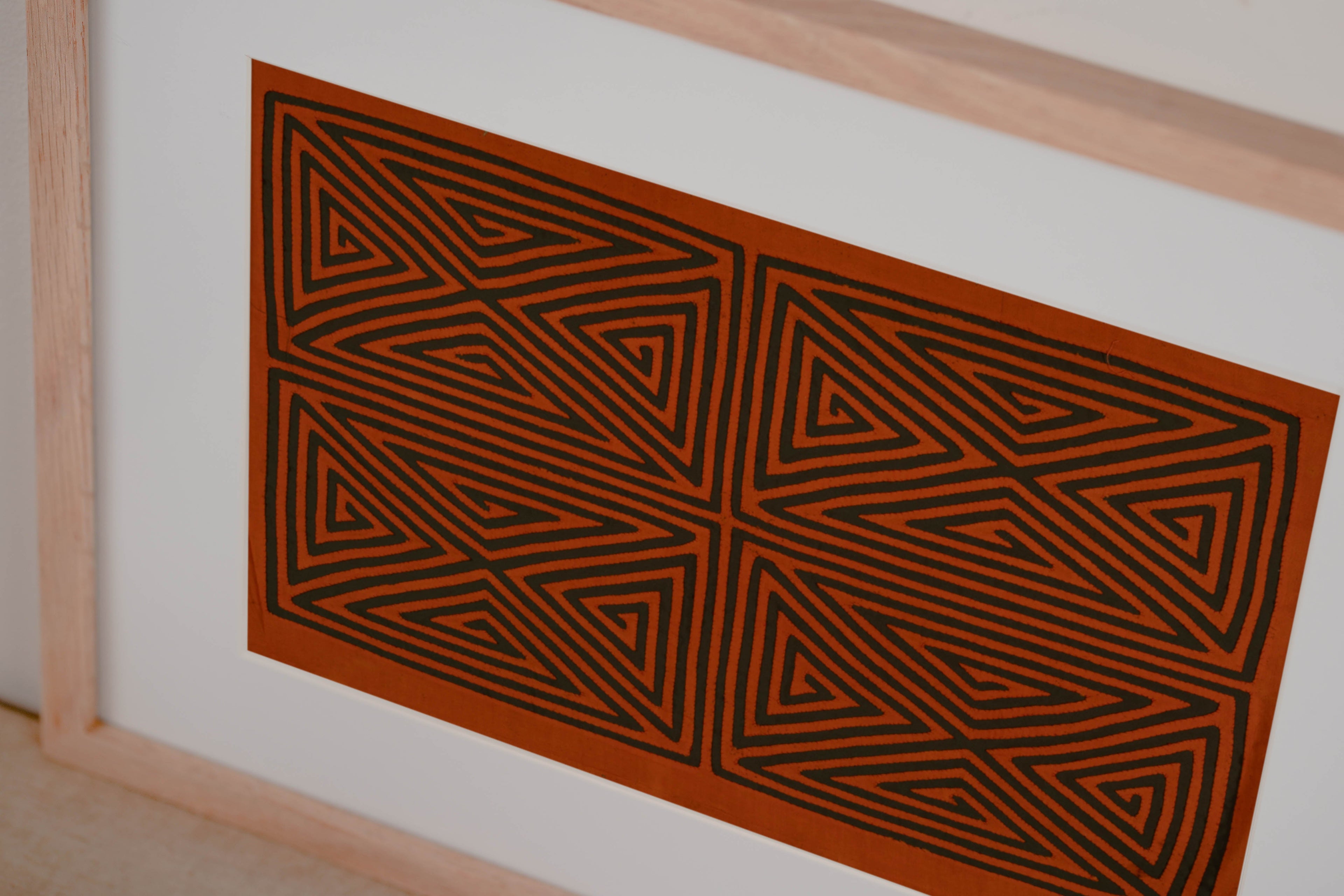 Vintage Orange And Black Four Square Mola