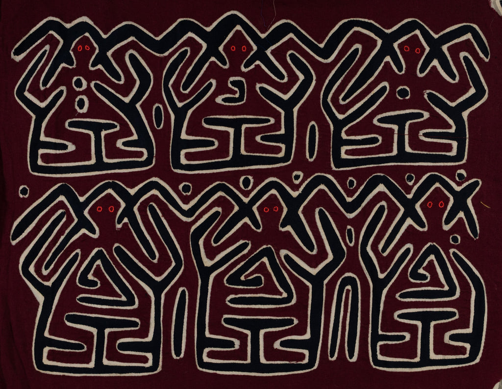 Burgundy White And Black Conga Dance Mola