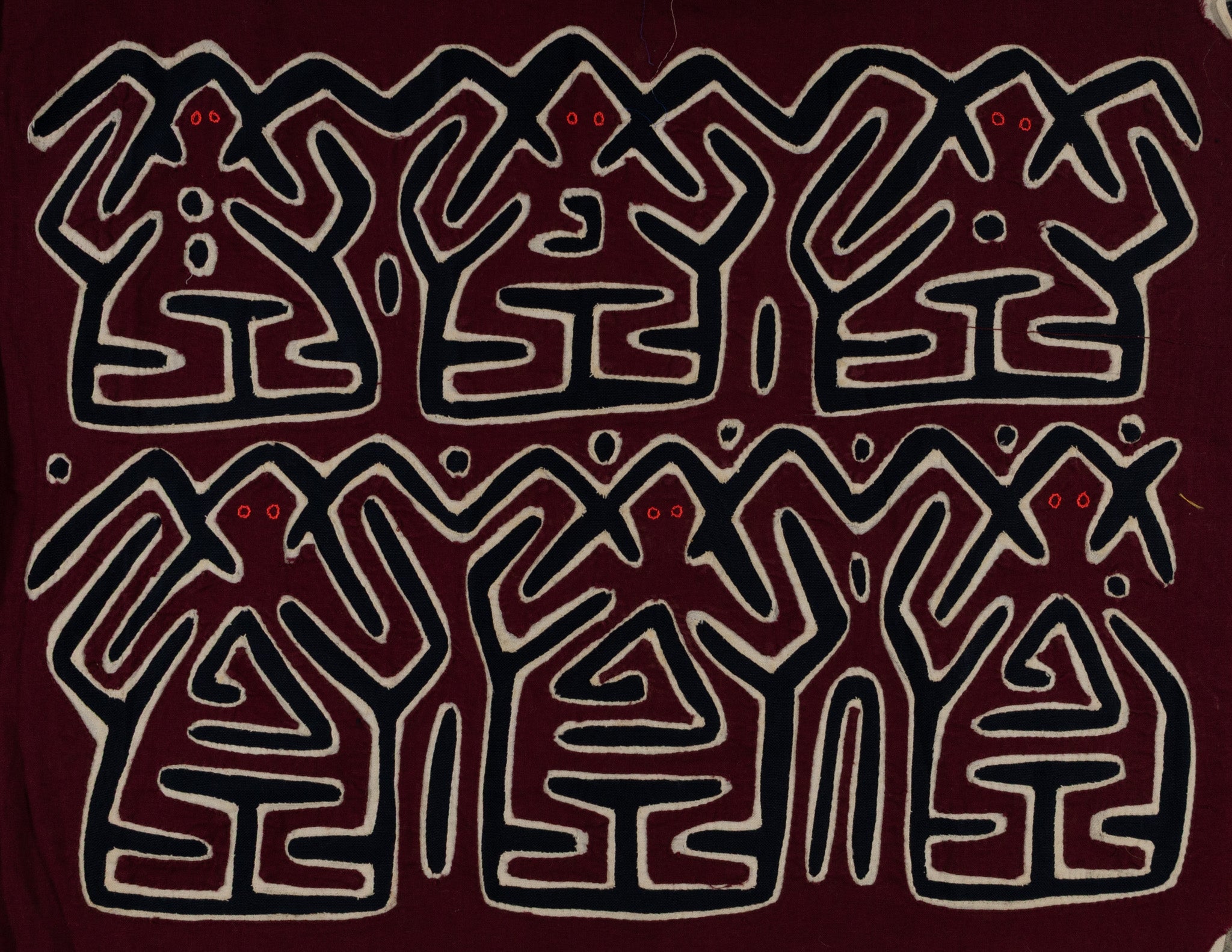 Burgundy White And Black Conga Dance Mola
