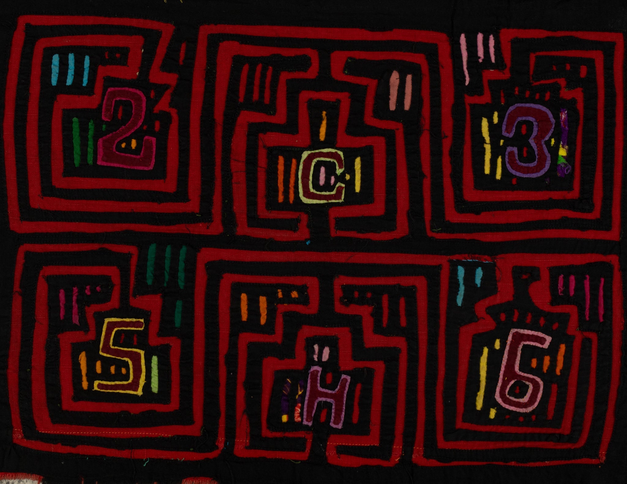 Traditional Black And Red Classic Design Mola
