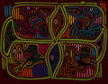 Traditional Burgundy And Green Dancing Goose Mola