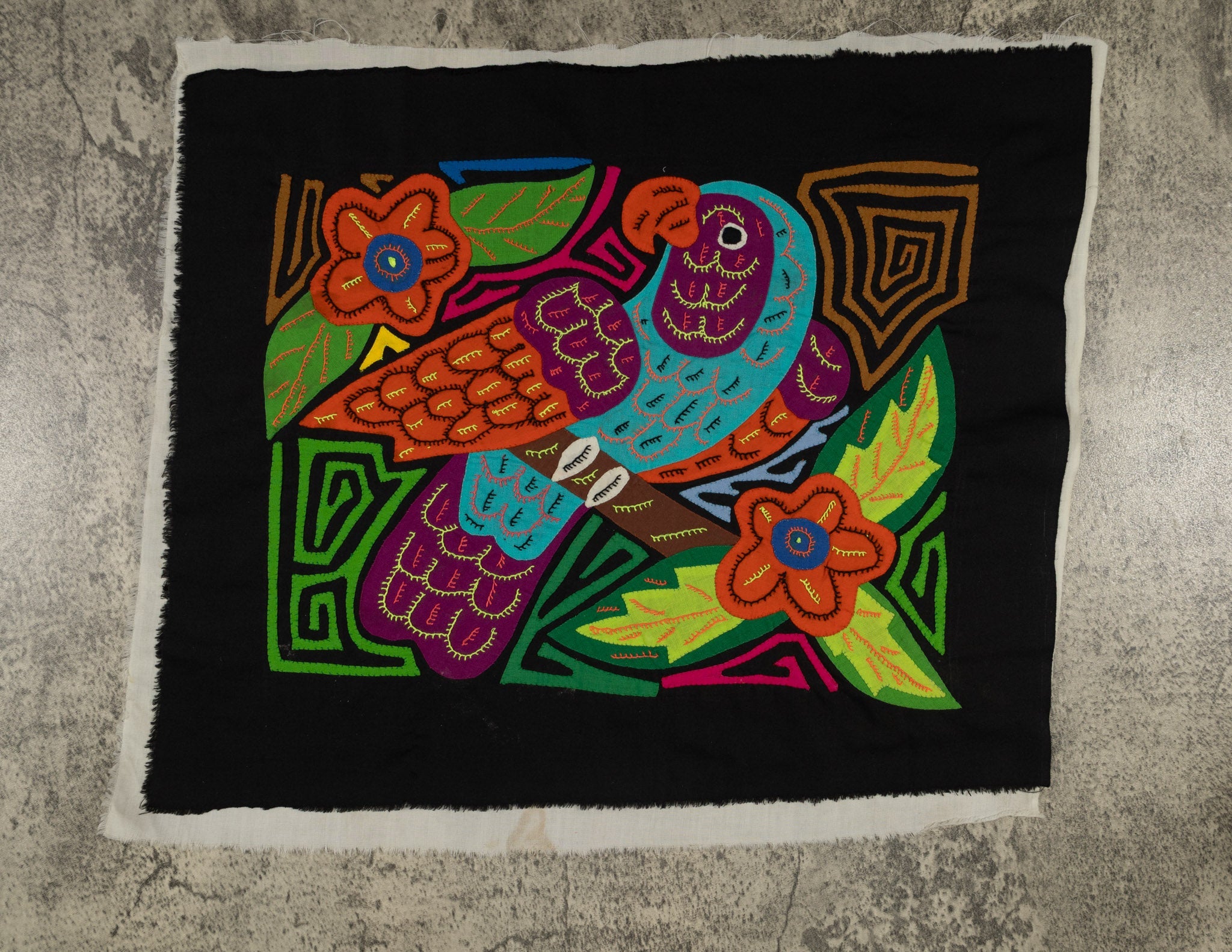 Blue-headed Parrot with Orange Flowers Mola