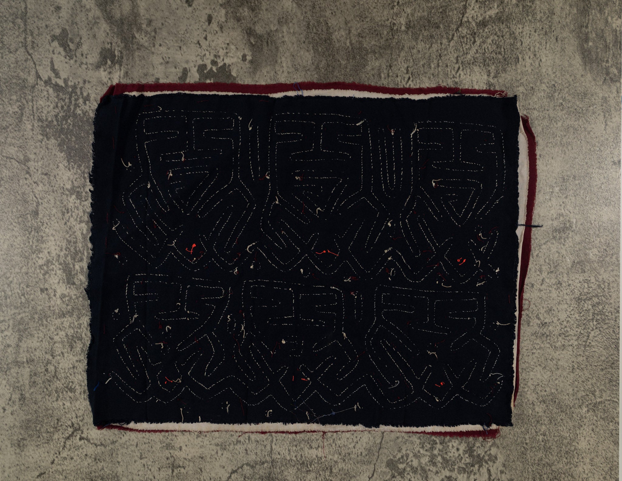 Burgundy White And Black Conga Dance Mola
