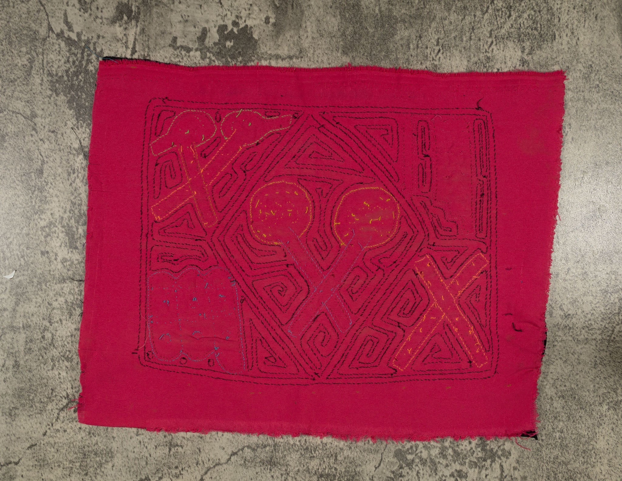Traditional Pink And Black Musical Instrument Mola