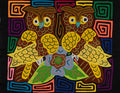 Panama Owls Surrounded by Jungle Flowers Mola