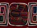 Traditional Burgundy Black And White Bird Mola