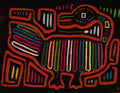 Traditional Red And Black Goose Bird Mola