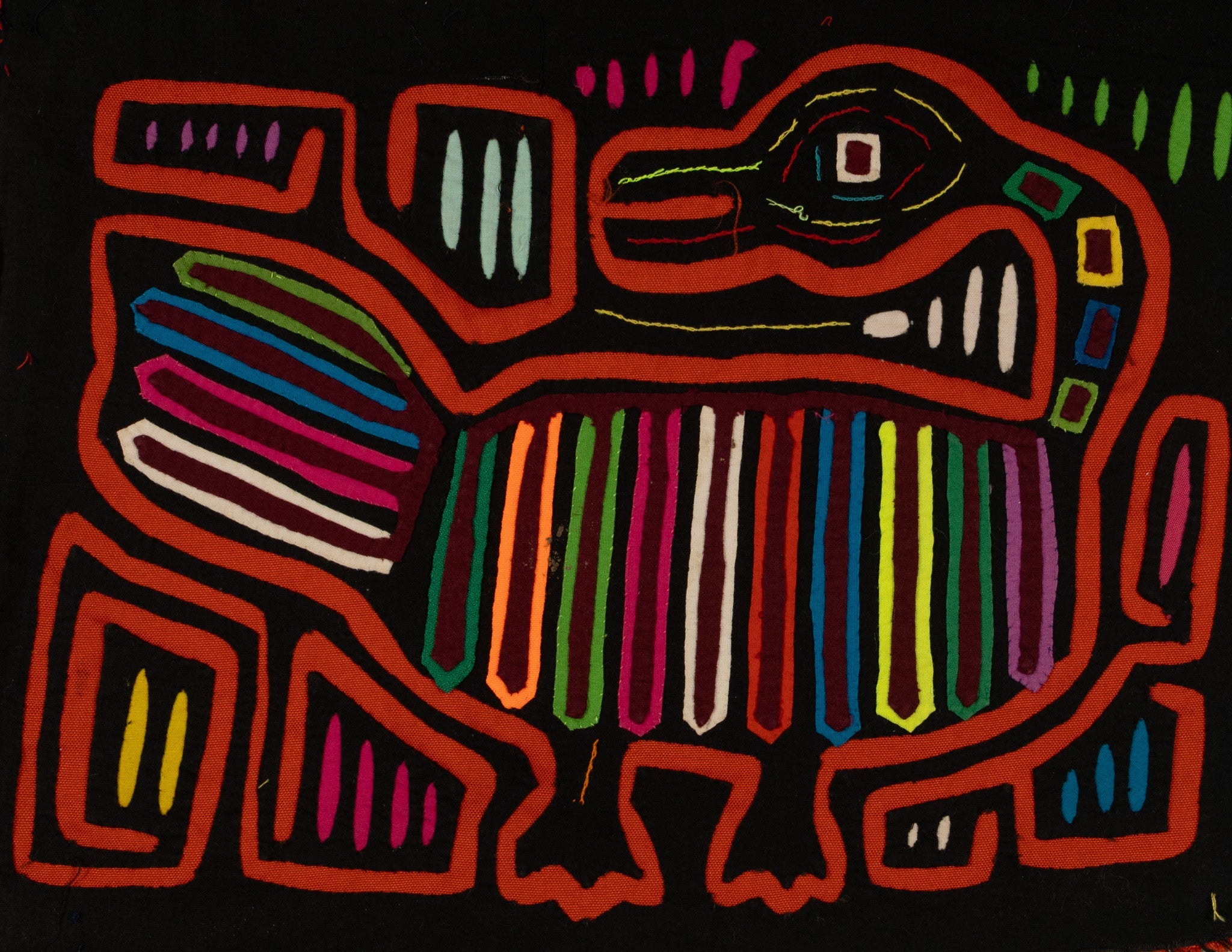 Traditional Red And Black Goose Bird Mola