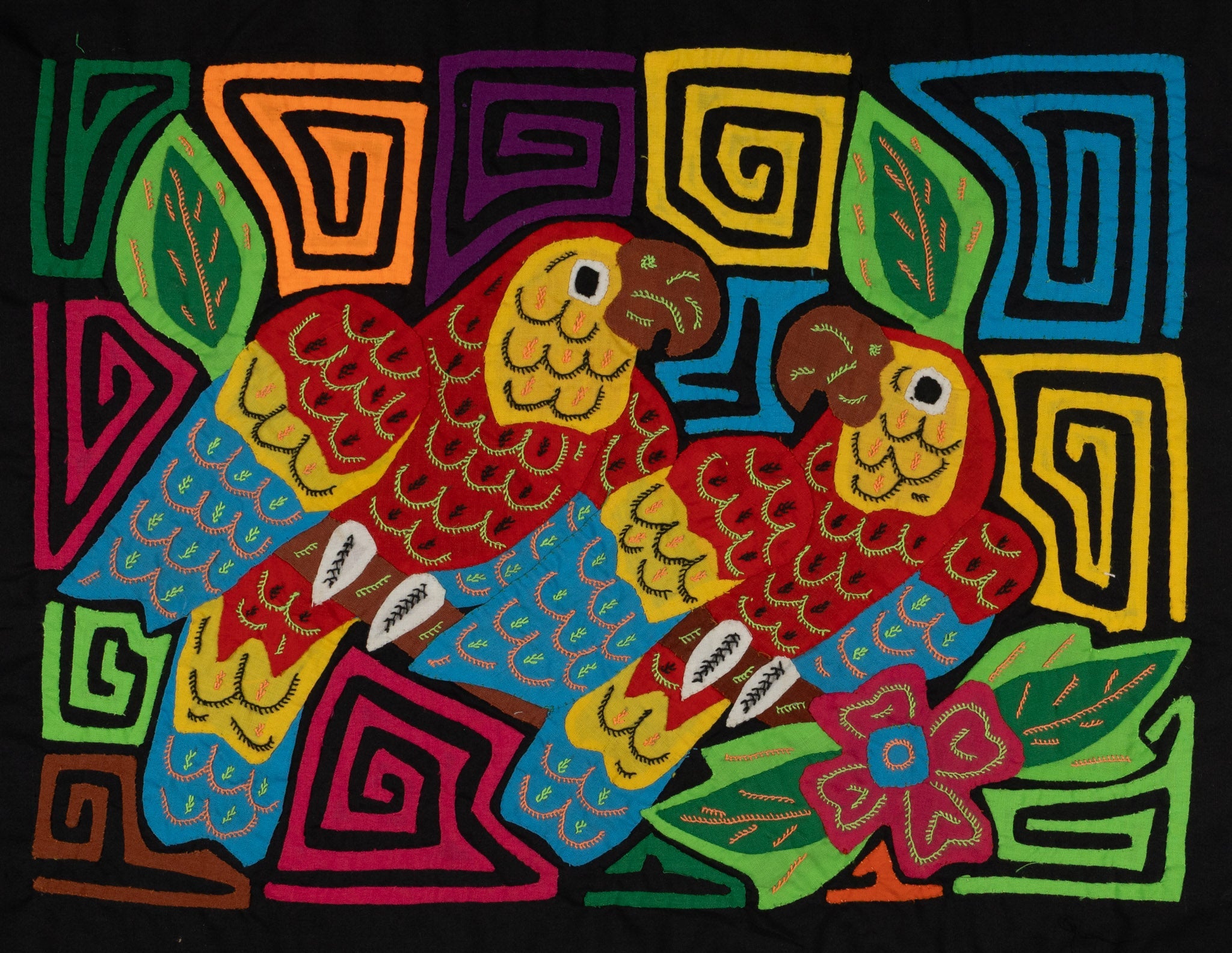 Fantasy Red Yellow And Blue Two Parrot Bird Mola