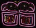 Black Red And Blue Optical Illusion Bird Mola