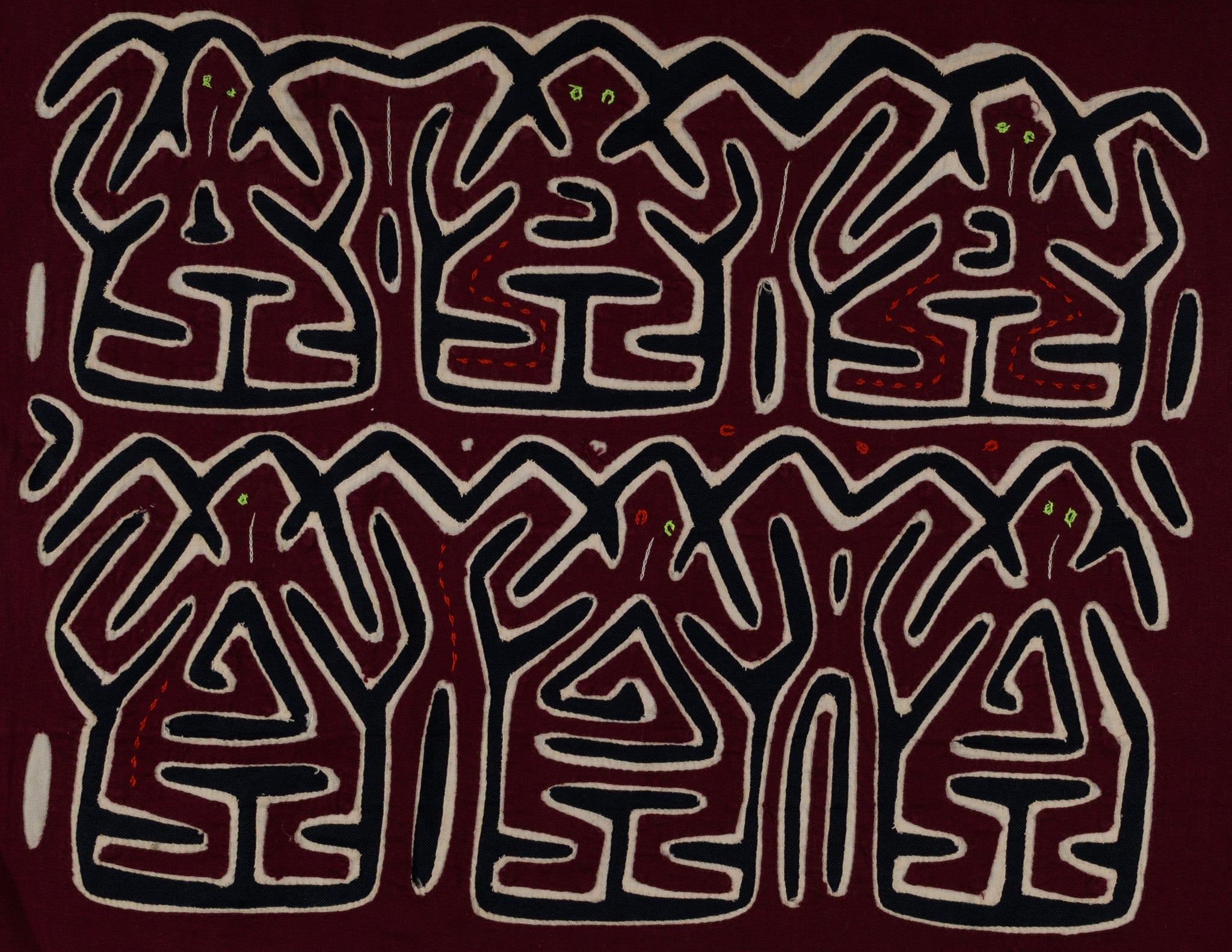 Burgundy White And Black Conga Dance Mola
