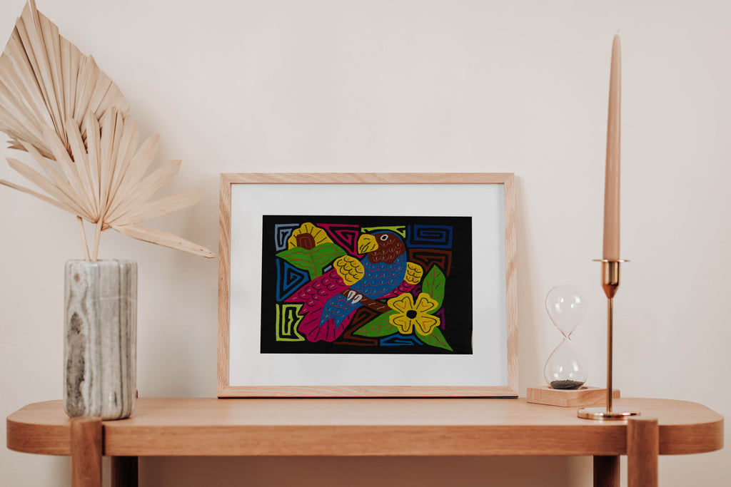 Fantasy Red Blue And Yellow Parrot Bird Mola