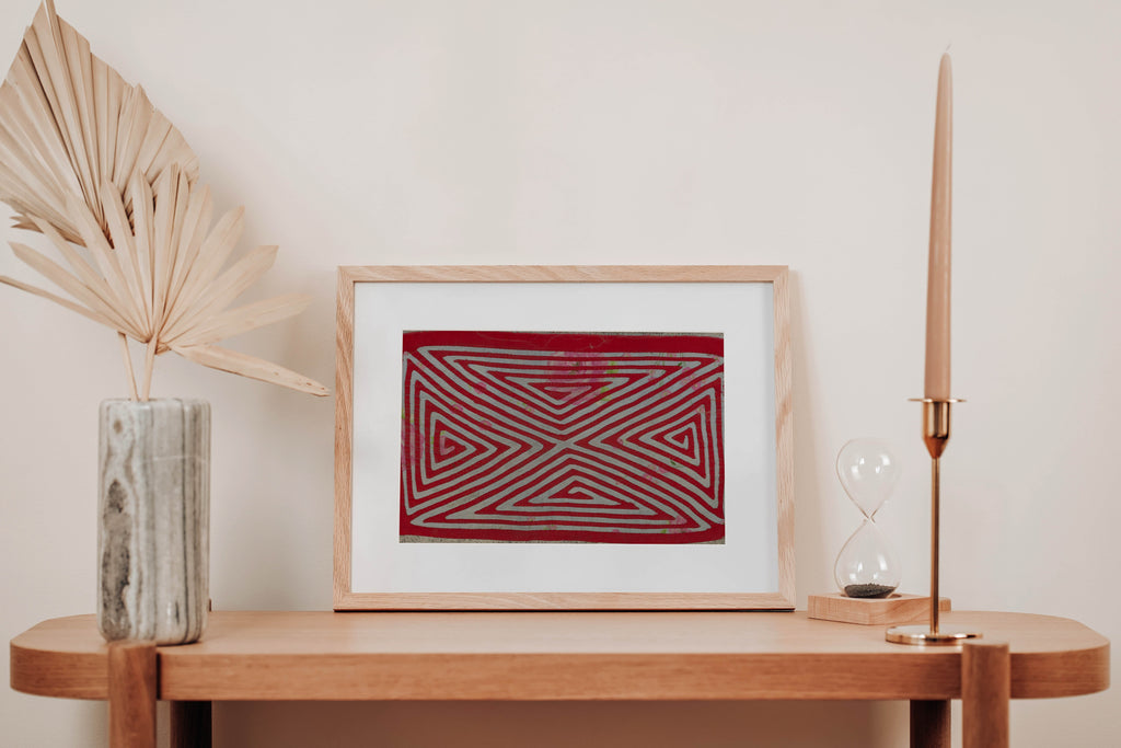 Vintage Red And Gray Floral Background Mola