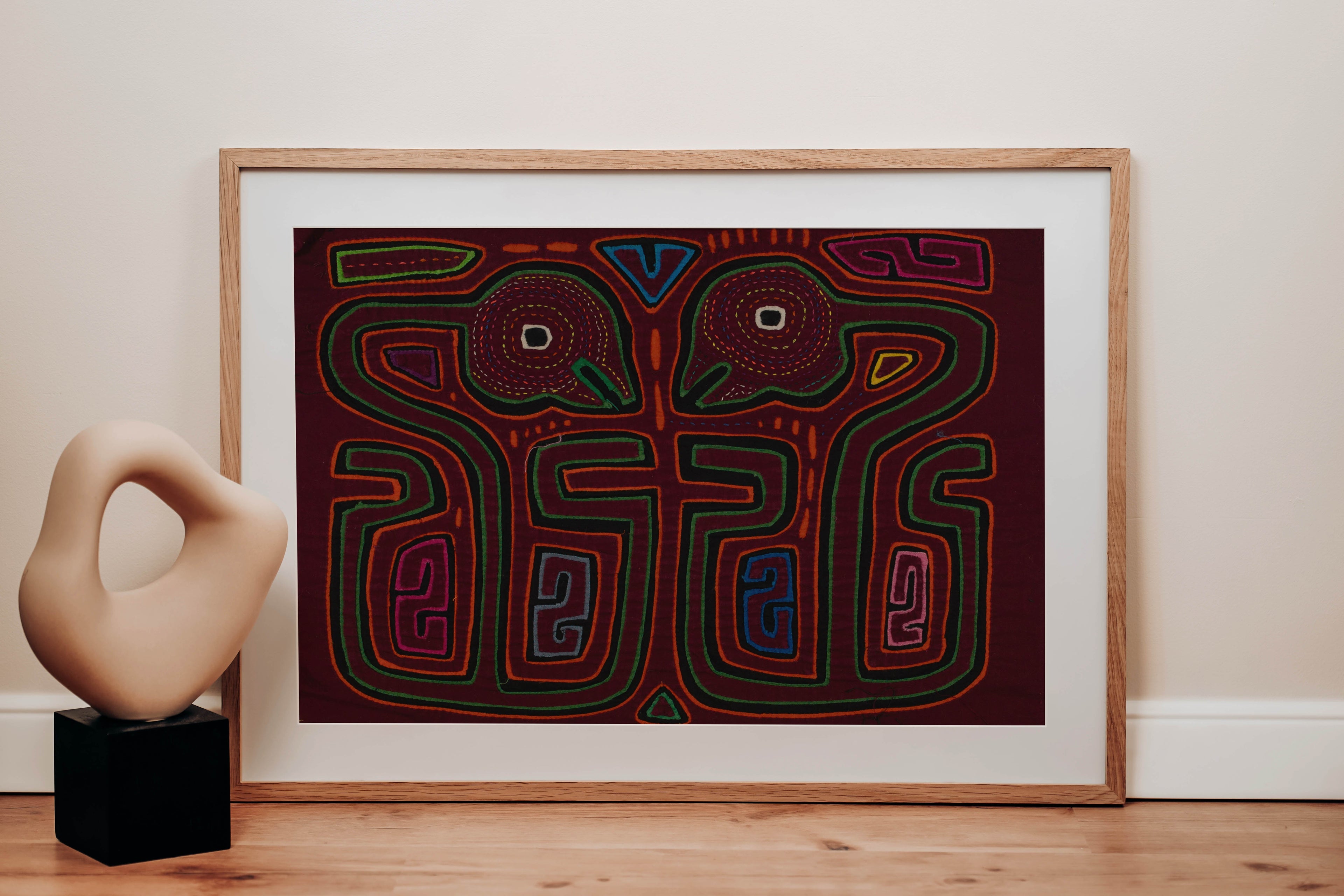 Traditional Burgundy and Green Talking Head Mola