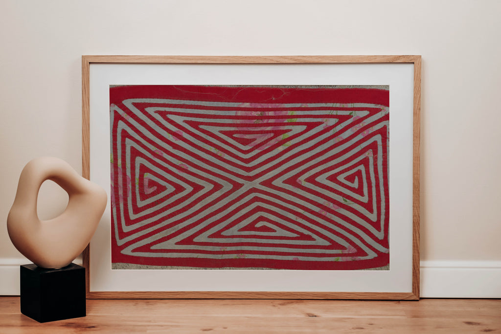 Vintage Red And Gray Floral Background Mola