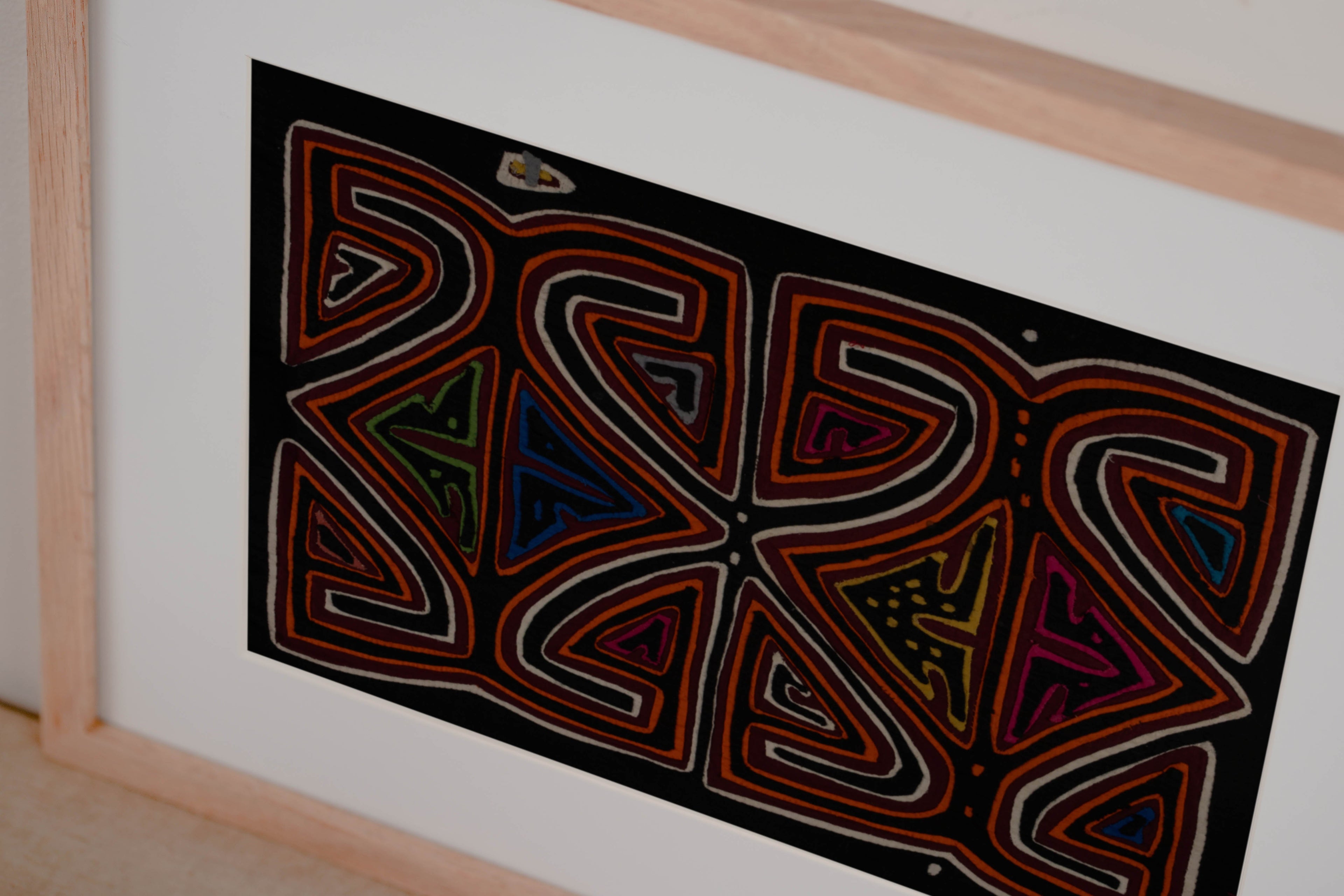 Traditional Black White And Orange Classic Design Mola