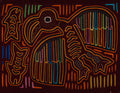 Traditional Burgundy And Orange Ocean Bird In Flight Mola