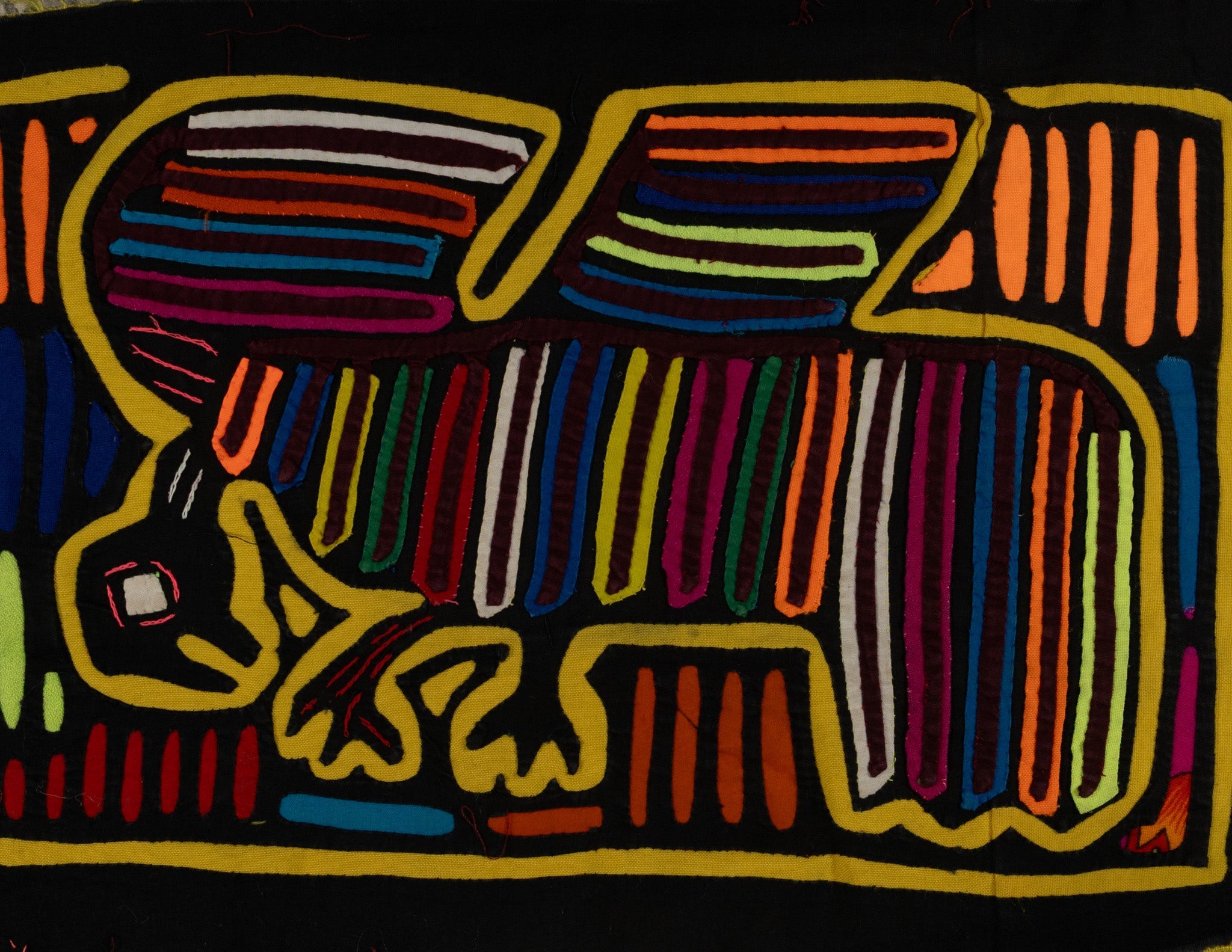 Traditional Rainbow Color Bird In Flight Mola