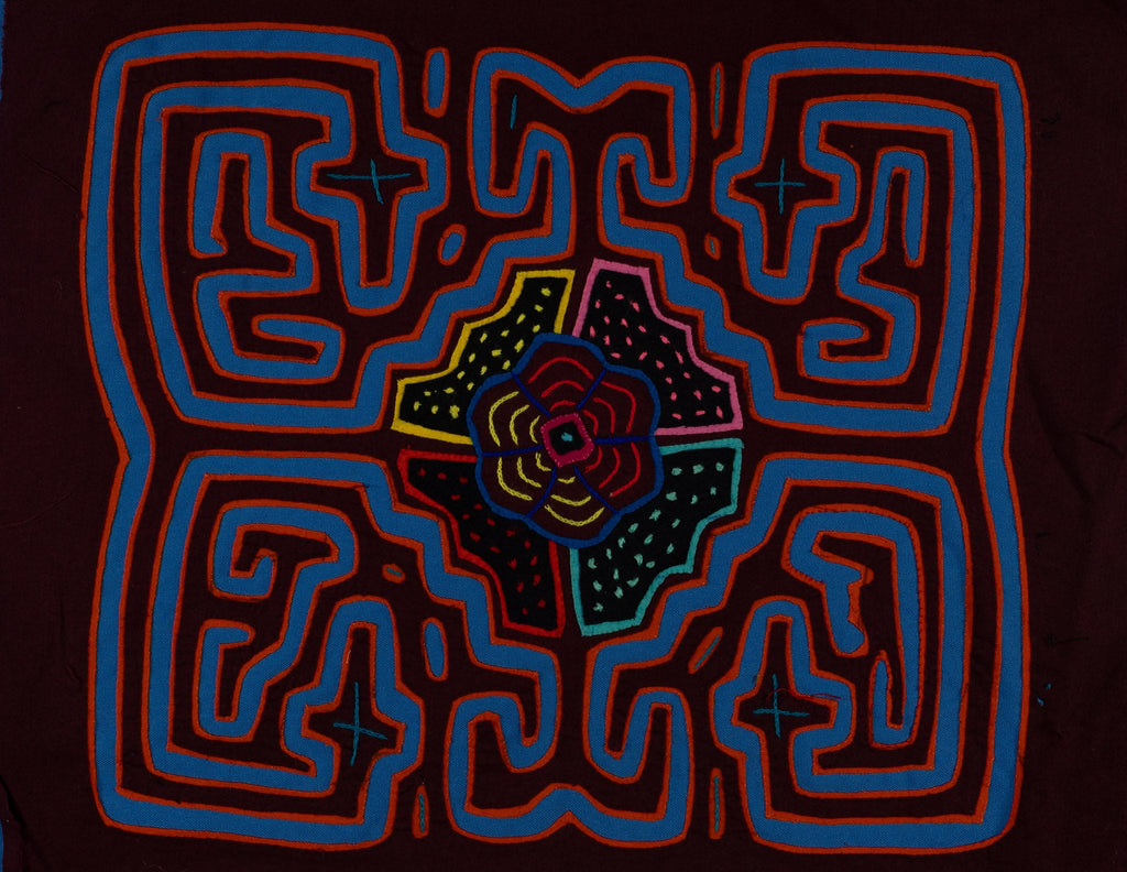 Maroon And Blue Floral Flower Mola