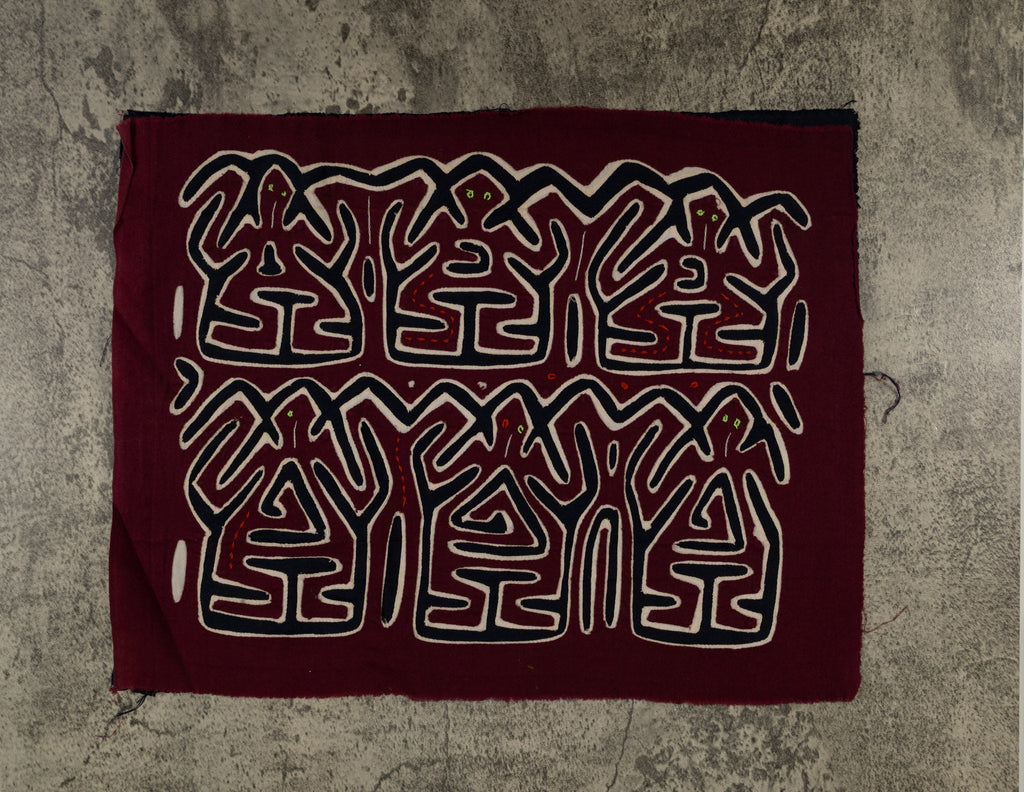 Burgundy White And Black Conga Dance Mola