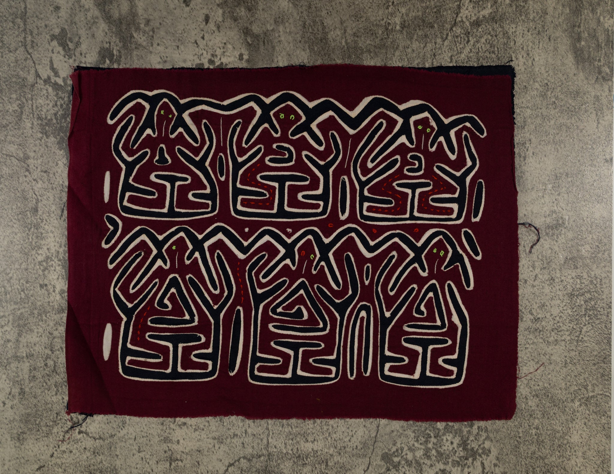 Burgundy White And Black Conga Dance Mola