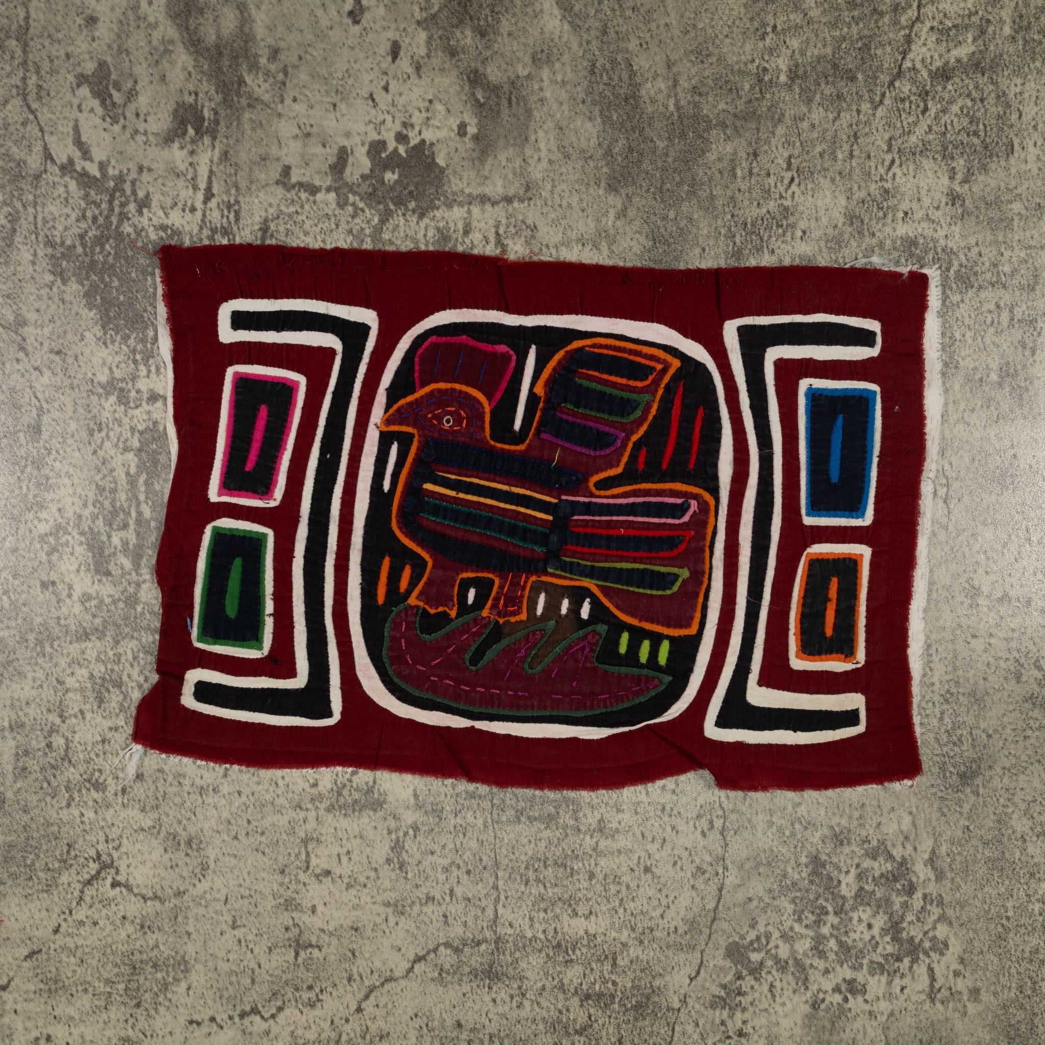 Traditional Burgundy Black And White Bird Mola