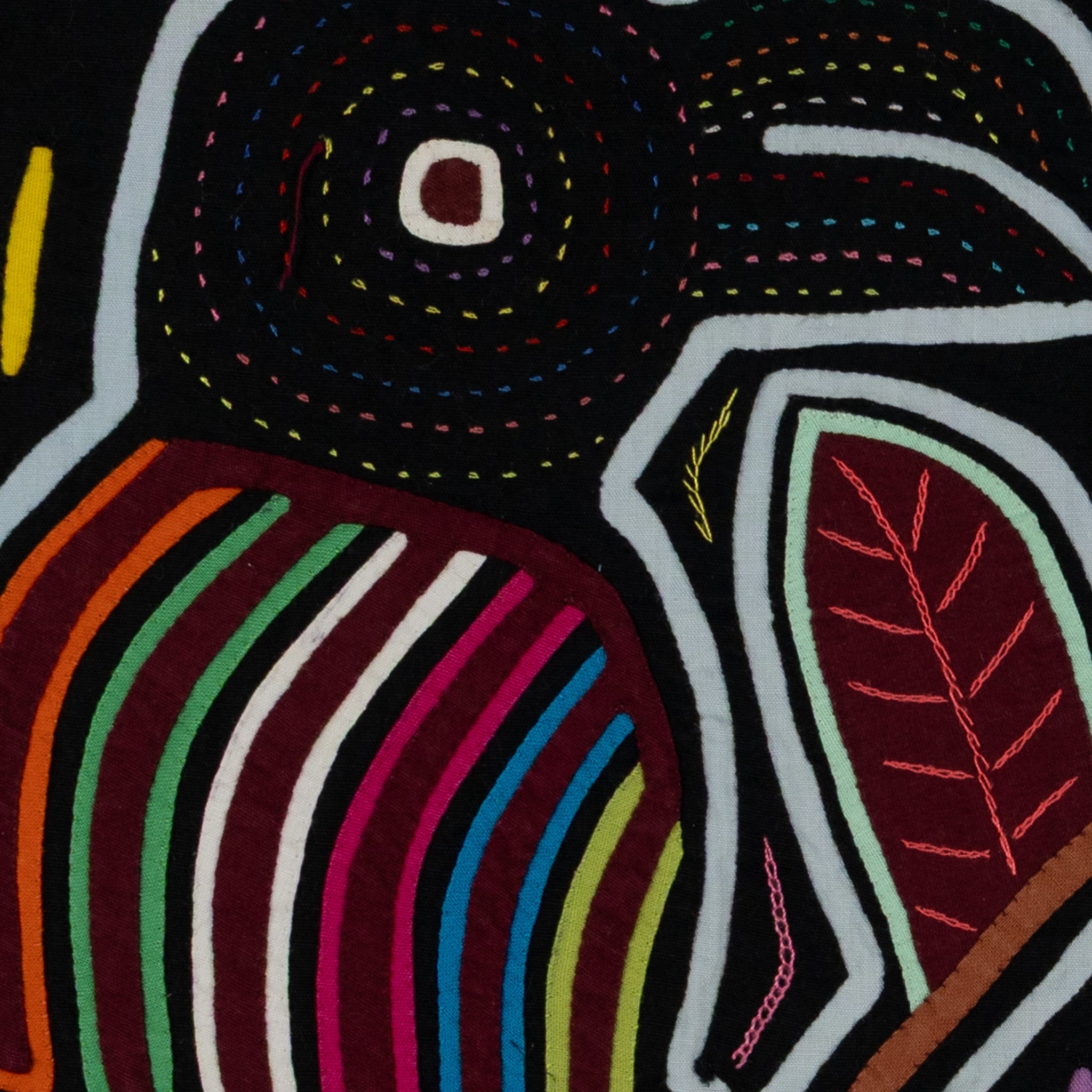 Traditional Black And Rainbow Color Bird Talk Mola