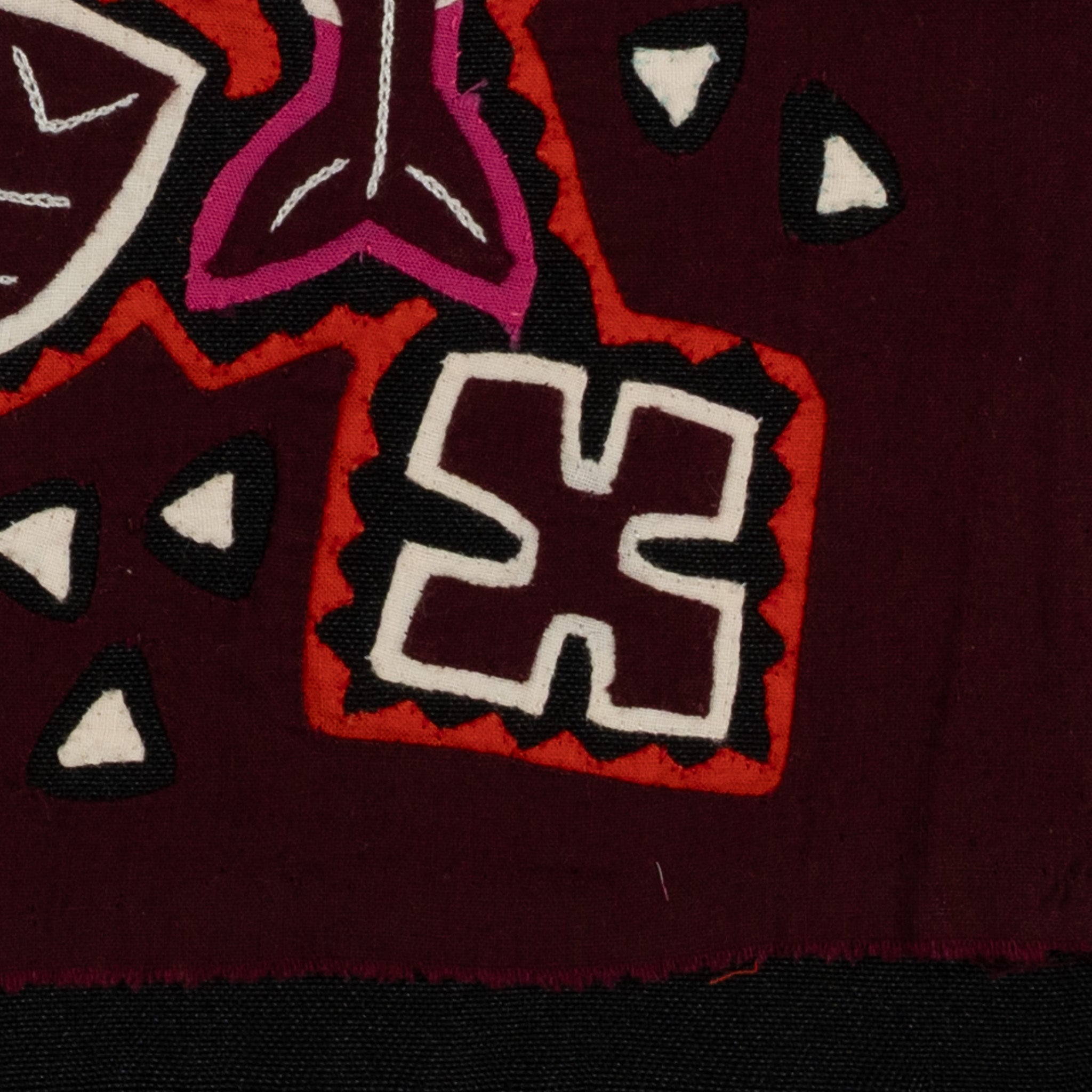 Traditional Three Duck Red White And Maroon Mola