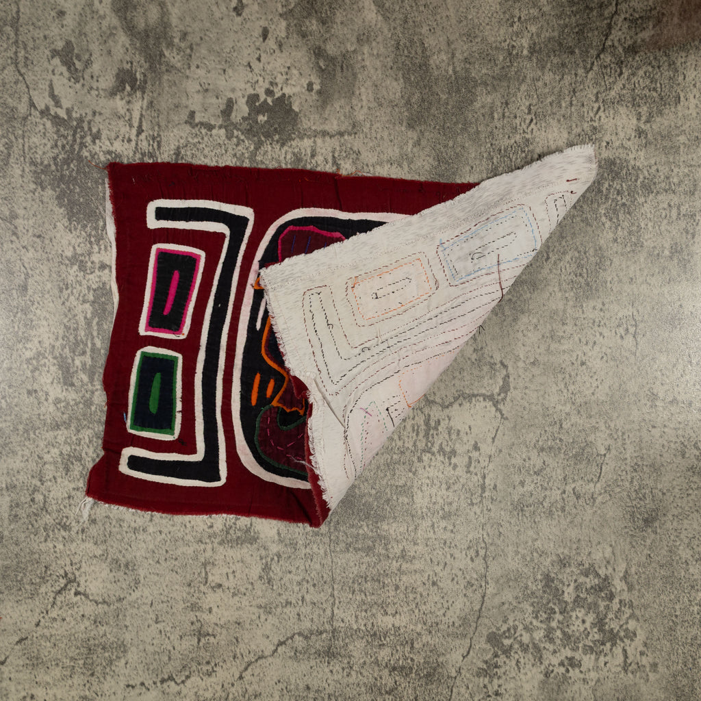 Traditional Burgundy Black And White Bird Mola