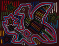Traditional Red White And Blue Bird Mola