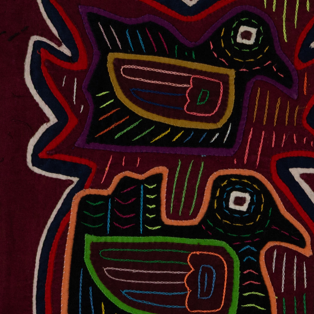 Burgundy And White Covey Of Birds Mola