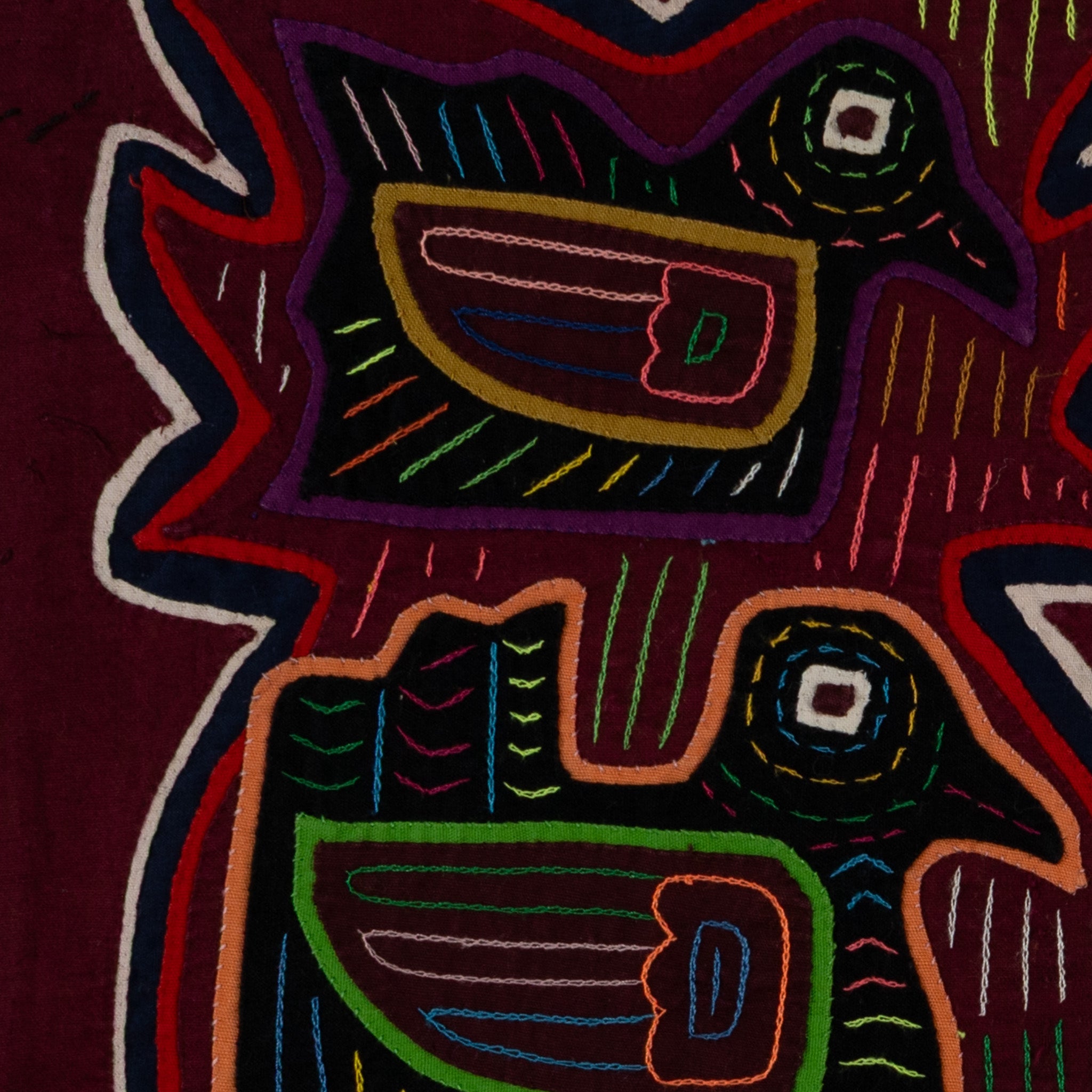 Burgundy And White Covey Of Birds Mola