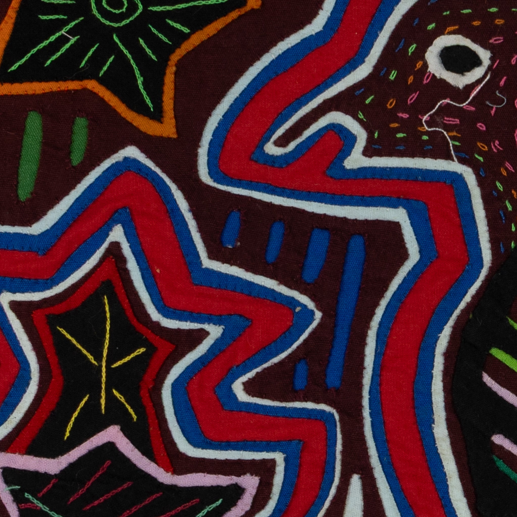Traditional Red White And Blue Bird Mola