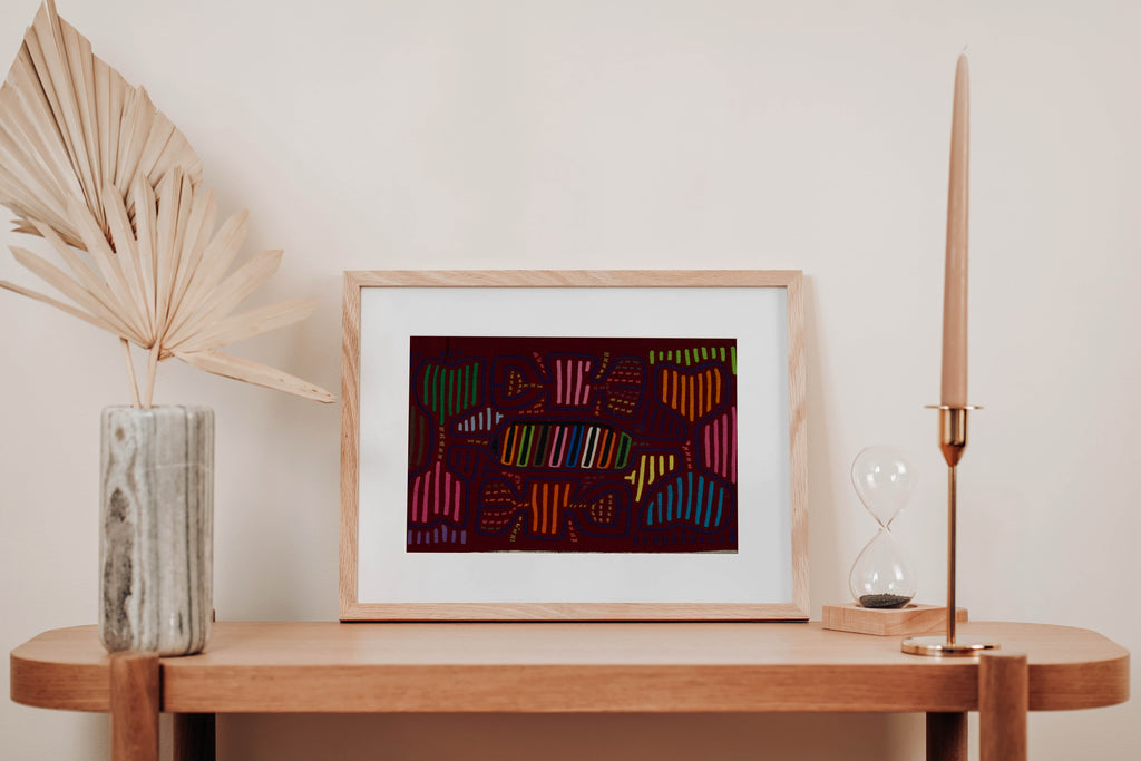 Vintage Burgundy And Blue Classic Design Mola