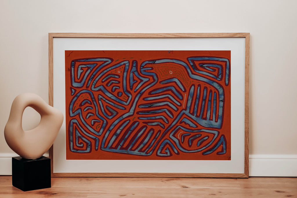 Vintage Orange And Blue Bird Mola