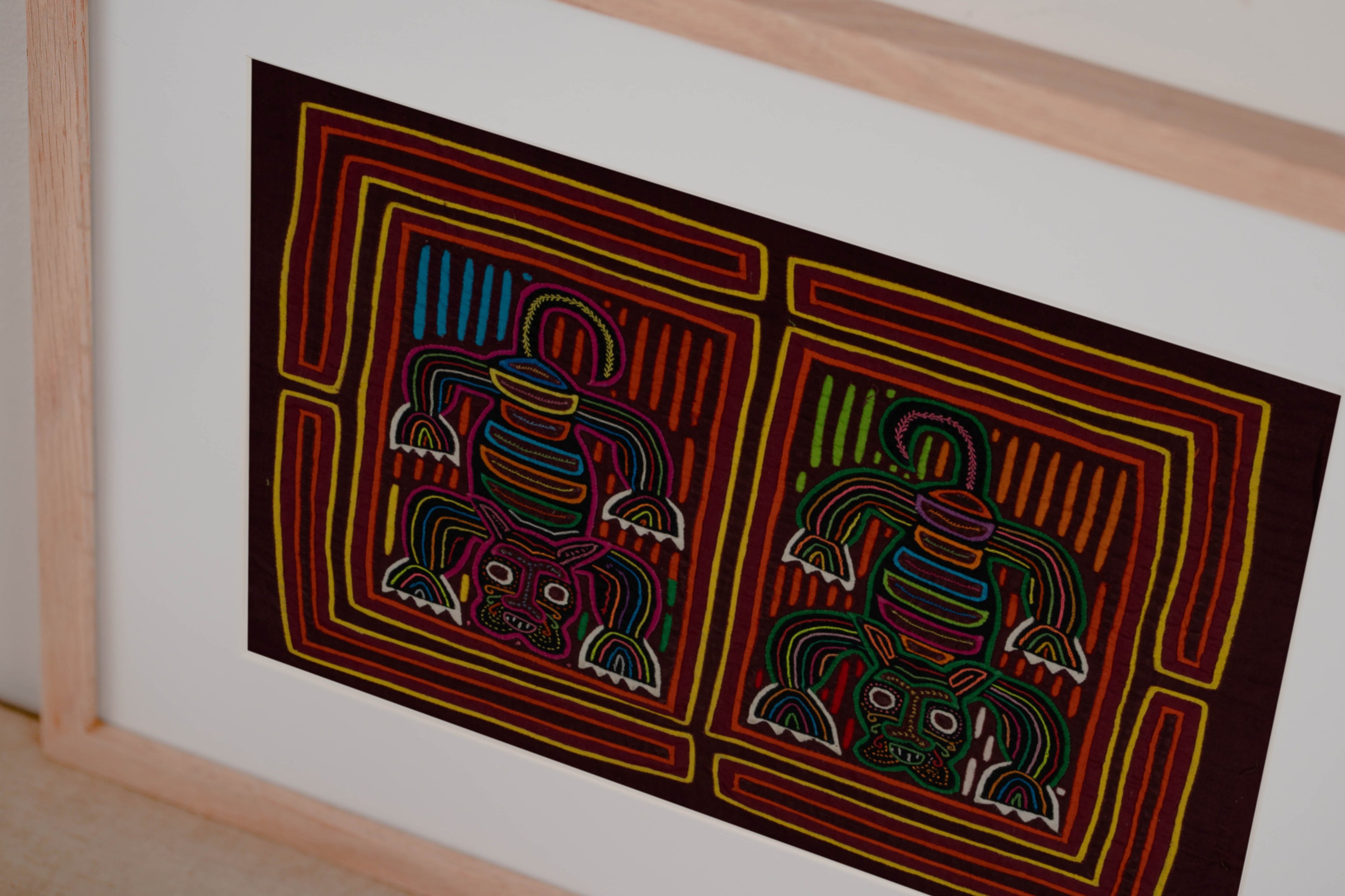 Traditional Red Orange And Yellow Rainforest Cat Mola
