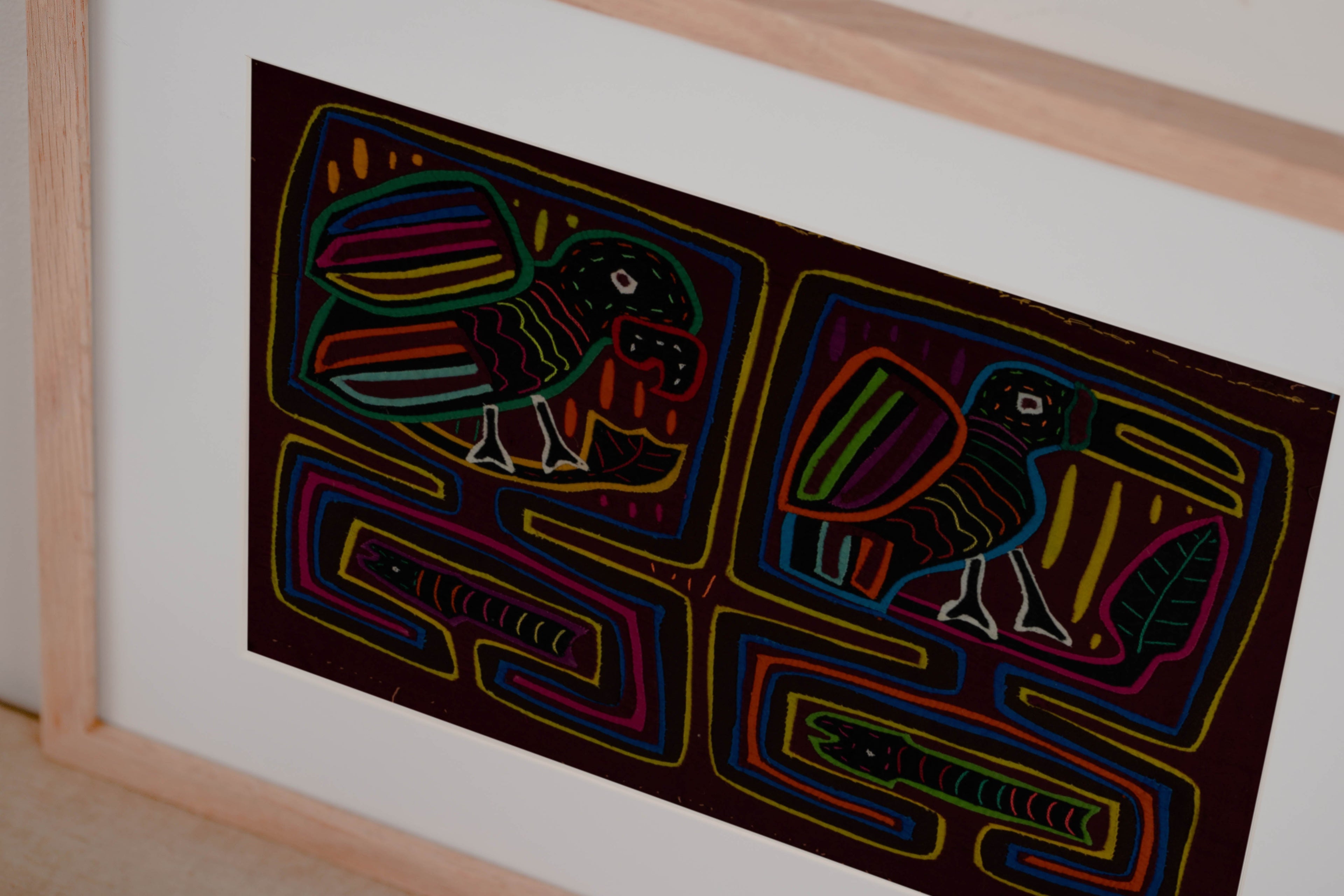 Traditional Burgundy Parrot Toucan And Snake Mola